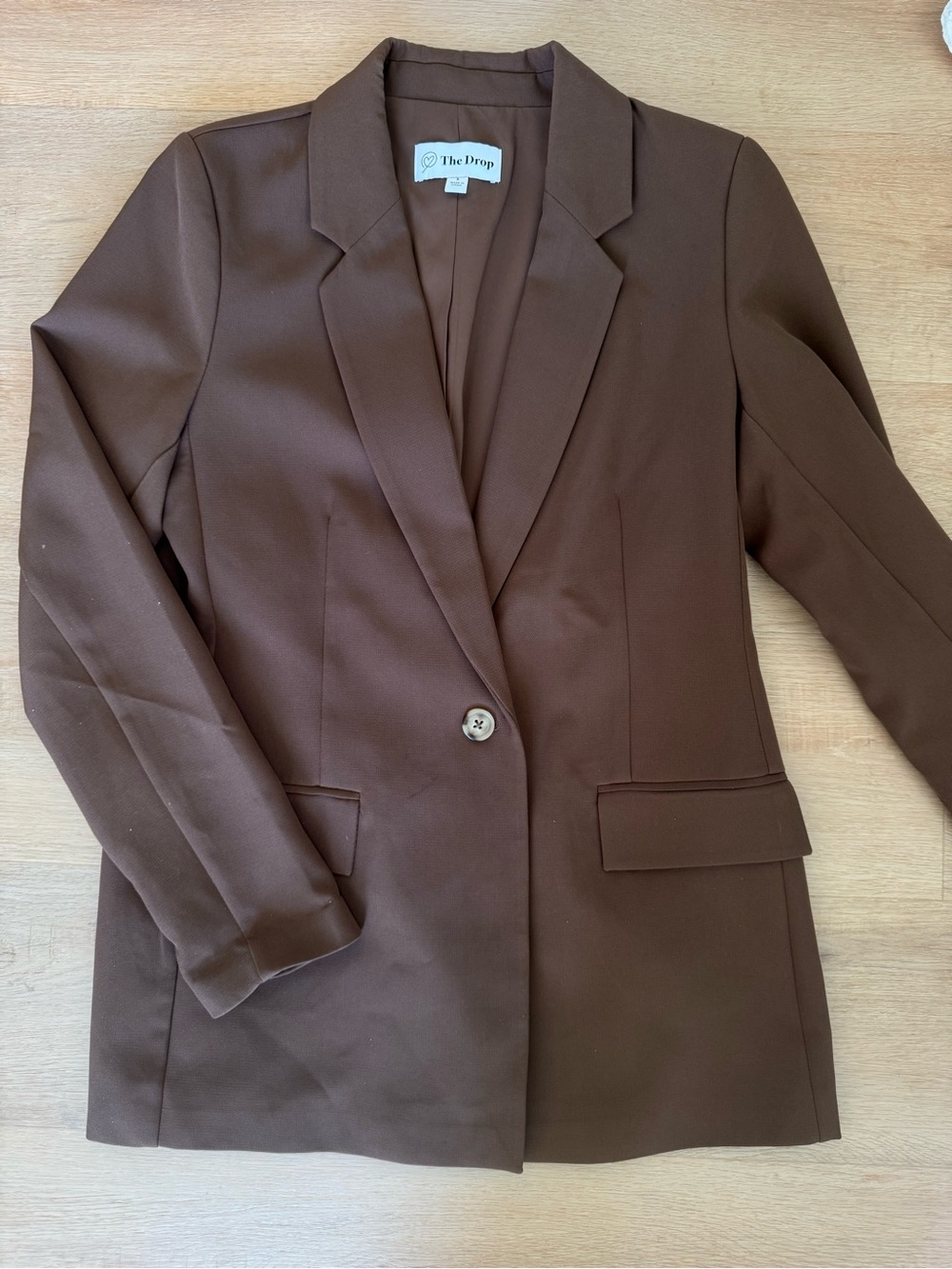 Chocolate Brown Blazer Women’s Tailored Single Button Business Casual Jacket